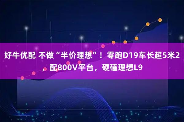 好牛优配 不做“半价理想”！零跑D19车长超5米2，配800V平台，硬磕理想L9